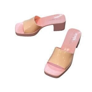 Steve Madden Womens Mule Jelly Slide 7 Block Heel Platform Vacation Beachy